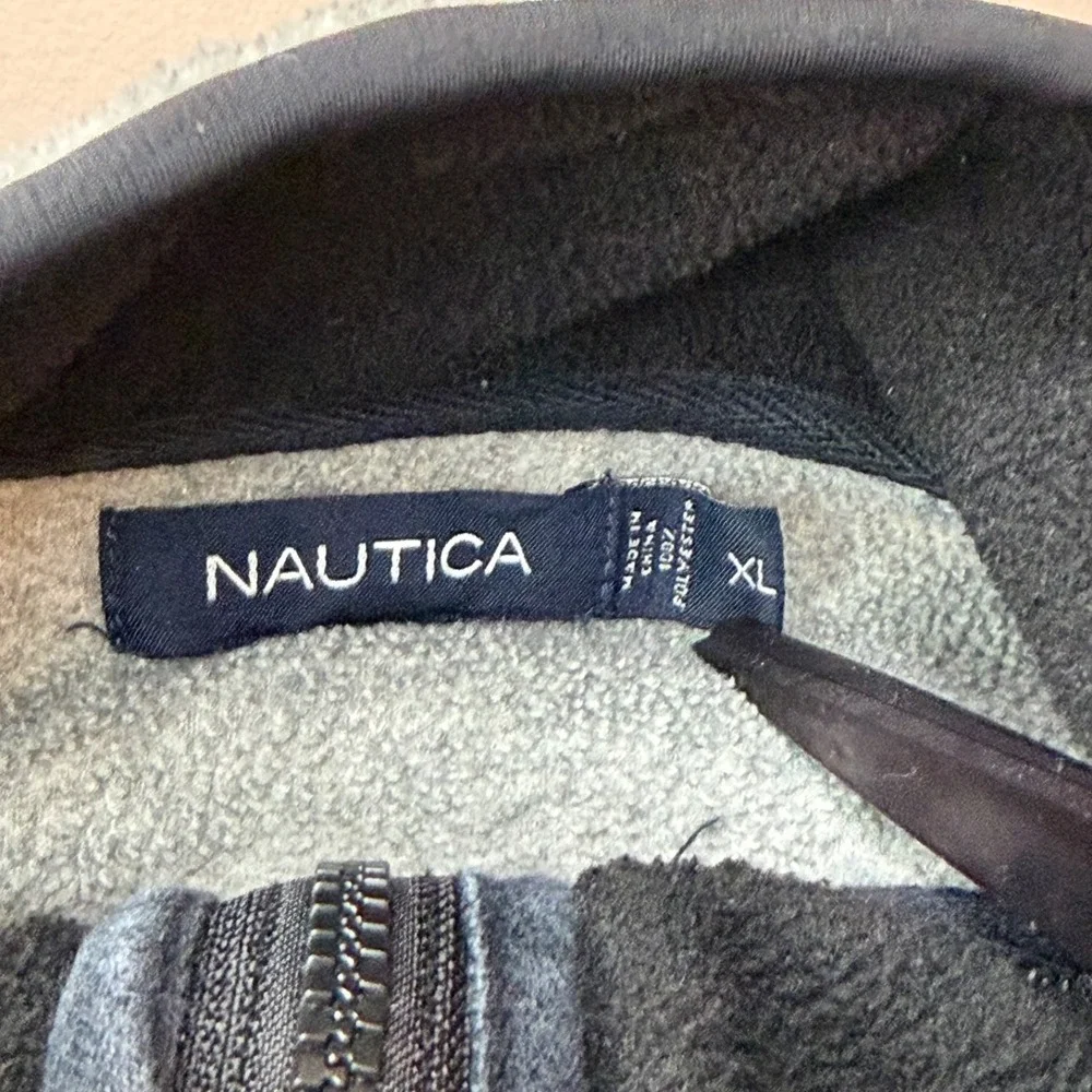 Nautica Quarter Zip Fleece‎ 1/4 Zip Sweater Gorpcore Mens XL Gray Black Coastal